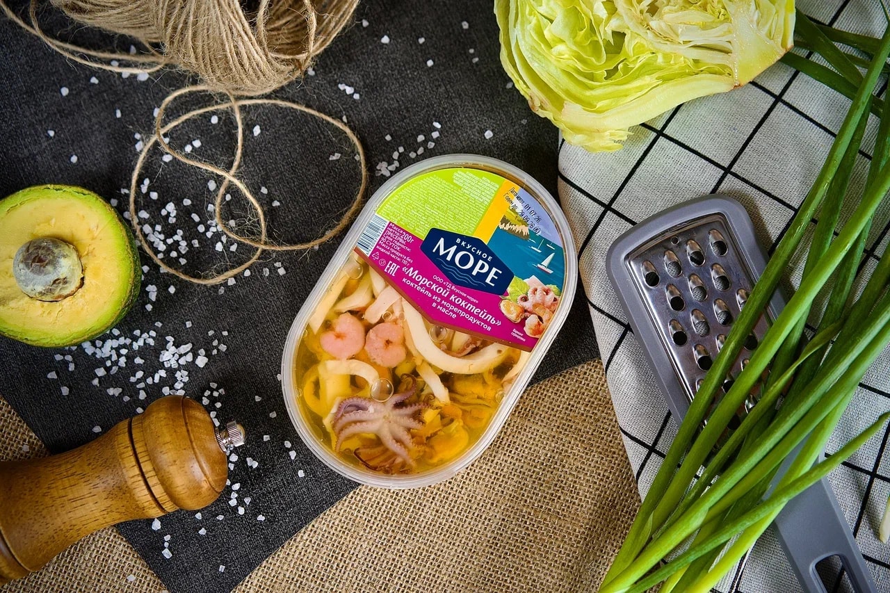 Морской коктейль из морепродуктов в масле,200гр